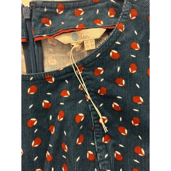 Boden Teal & Coral Coraline Corduroy Dress US 4P Petite NWOT - Picture 5 of 6